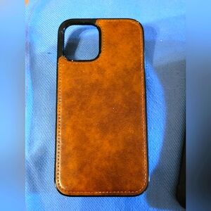 Brown Textured Leather Phone Case with Camera Cutout